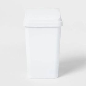 13 Gallon Swing Top Waste Basket, White Textured Plastic Kitchen Trash Can, Indoor Use