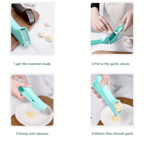 Stainless steel non peeling garlic press machine, household manual garlic grinder, kitchen convenient garlic pressing tool