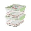 Painted Meadow 4 Pieces 4 Cup Rectangle Glass Food Storage Containers with Tritan Lid. Set of 2