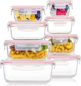 8 Pack Glass Food Storage Containers with Airtight Lids, Glass Meal Prep Containers, Lunch Containers for Microwave, Oven, Freezer and Dishwasher