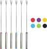 6PCS 9.5 Inch Fondue Sticks Stainless Steel Barbecue Fruit Dessert Forks with Heat Resistant Handle for Roast Meat Chocolate Dessert Cheese Marshmallo
