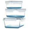 3 Glass Nestable Food Storage Containers - Navy