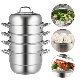 Steamer Pot 11in/28cm, 5 Tier Steamer Pot for Cooking with 8.5QT Stock Pot, 3 Vegetable Steamers & 2 Steaming Trays