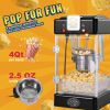 Popcorn Maker, 300W Popcorn Popper Machine, 2.5 Oz Kettle Makes 4 QT per Batch, Tabletop Popcorn Maker with PP Door, Includes 2 Scoops and Tray