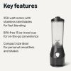 Portable Blender for Smoothies and Shakes with 250W Power,15 Oz BPA Free Travel Cup and Lid, Black