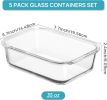 5 Pack 35oz Glass Food Storage Containers with Lids, Meal Prep Containers, Airtight Reusable Lunch Container Set, Safe for Oven, Microwave, Freezer