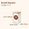 1.2 QT Glass Storage Containers with Lids, Glass Jars with Lids, Clear Food Jar, Square Canister Set of 6