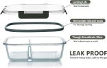 10-Pack,30 Oz Glass Meal Prep Containers 2 Compartments Airtight Lunch Bento Boxes with Lids, Glass Food Storage Containers, Microwave, Oven