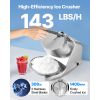 Ice Crusher Machine, 143lbs Per Hour Electric 2 Blades Snow Cone Maker, Stainless Steel Shaved Ice Machine with Bowl and Cover
