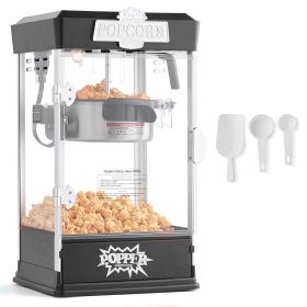 Popcorn Maker, 480W Popcorn Popper Machine, 4 Oz Kettle Makes 1.5 Gallon per Batch, Tabletop Popcorn Maker, Includes 3 Scoops, Movie Theater Style (Rated Power: 400 W, Color: Black)