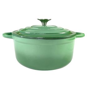 Dutch Oven Pot with Lid,5 QT Enamel Casserole with Dual Handles,Cast Iron Pot for Braiser,Cooking,Gifts for Family (Color: Green)