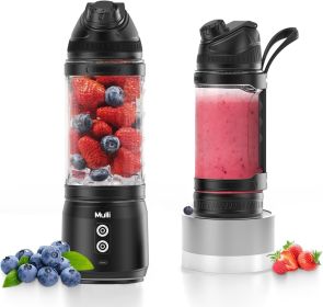Portable Blender, Personal Size for Shakes and Smoothies with 6 Ultra Sharp Blades, Personal Blender USB Rechargeable Magnetic for Travel, Office (Color: Black)
