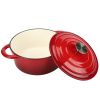 Dutch Oven Pot with Lid,5 QT Enamel Casserole with Dual Handles,Cast Iron Pot for Braiser,Cooking,Gifts for Family