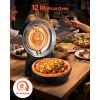 Pizza Oven, 12 in Electric Pizza Maker, 1200W Electric Pizzas Cooker with Cordierite Stone, 5-Mode Temperature Control
