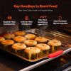 Baking Pans Set, 3-Piece, Nonstick Carbon Steel Cookware Sheets & Trays, Stackable Kitchen Oven Bakeware Cooking Sets with Silicone Handles