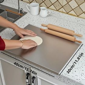 Stainless Steel Cutting Board For Kitchen - Large 304 Chopping Boards With Lid And Non-Slip Pad For Countertop, Suitable For Meat Vegetables Bread And (Option: 30CM40CM)